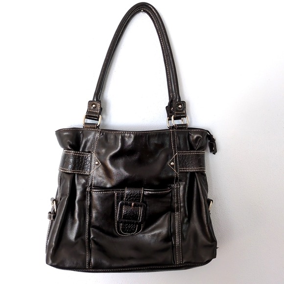 Maggie Barnes Handbags - Maggie Barnes Womens Handbag Black L Zip Close Bucket Purse Double Handle